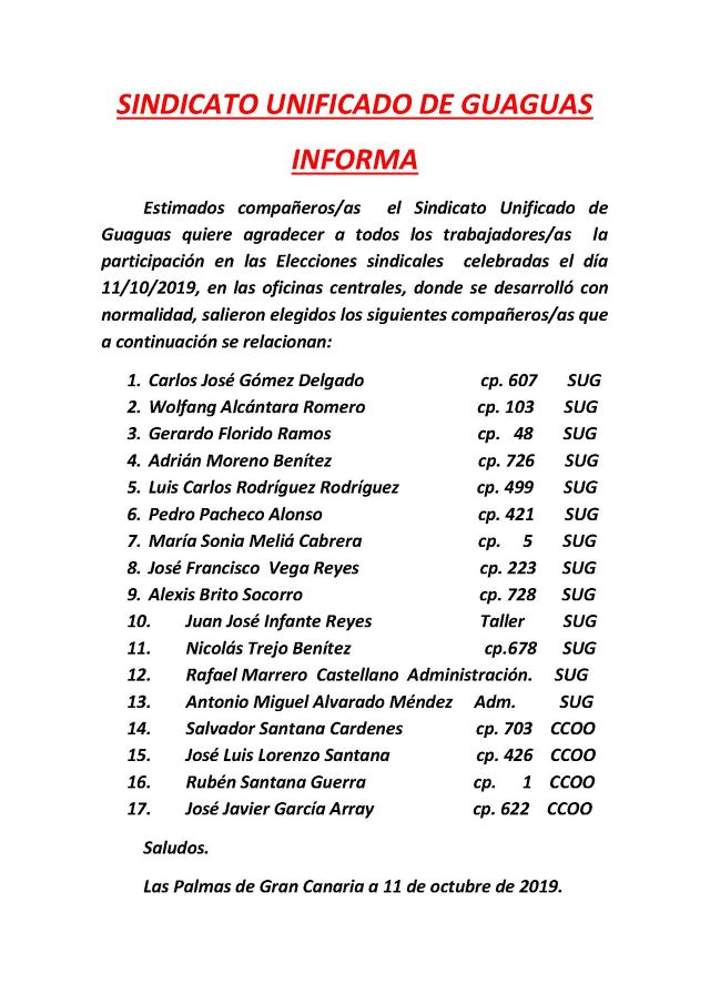 SINDICATO UNIFICADO DE GUAGUAS