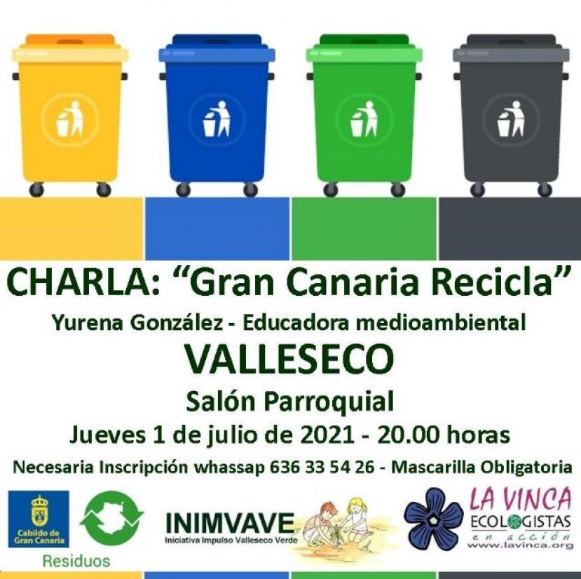 Valleseco: Charla participativa sobre “Gran Canaria Recicla” el jueves 1 de julio