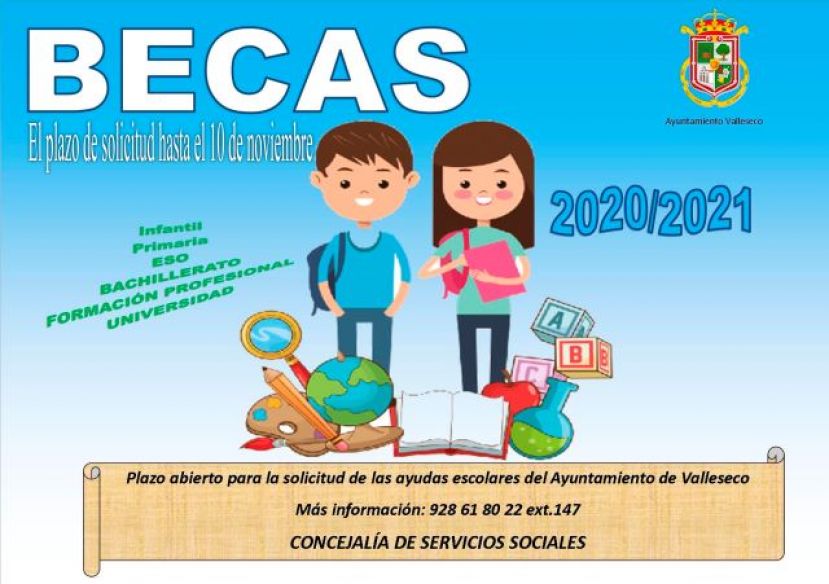 El Ayuntamiento de Valleseco convoca las becas 2020/2021