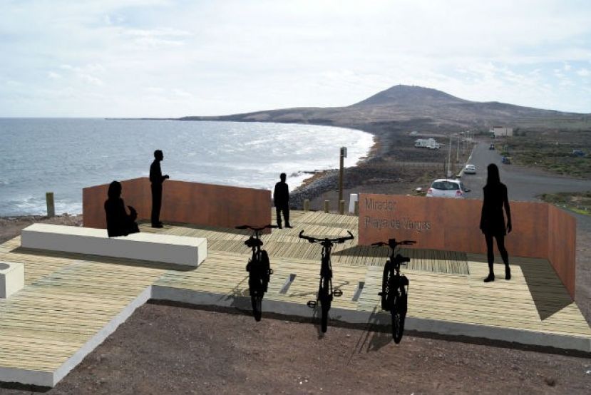 Mirador en la Playa de Vargas para descanso de senderistas y ciclistas