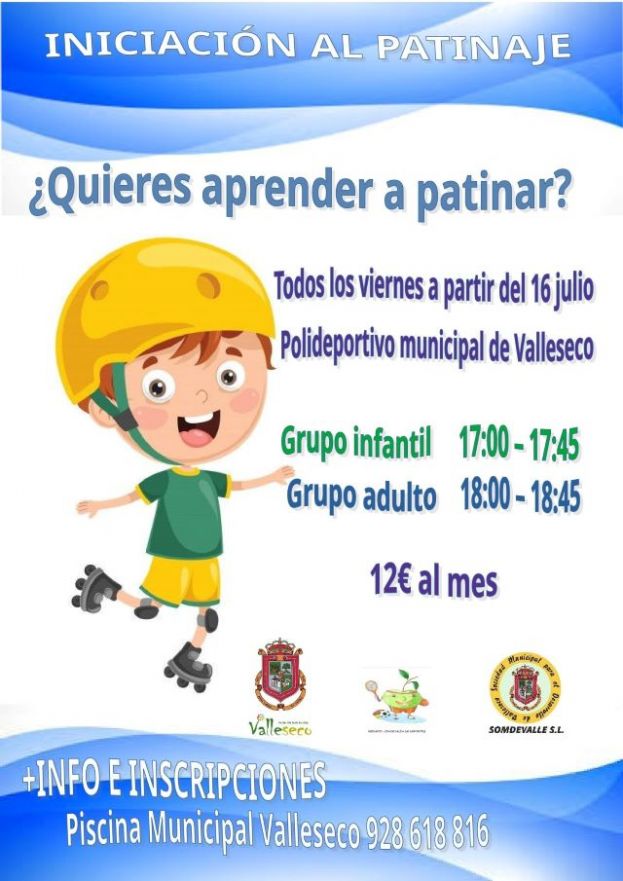 Valleseco lanza clases de iniciaci&oacute;n al patinaje