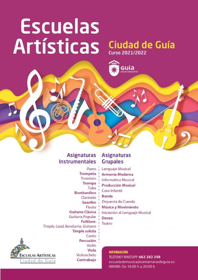 Las Escuelas Artísticas Ciudad de Guía arrancan hoy el nuevo curso con un 20 % más de alumnado que el año anterior