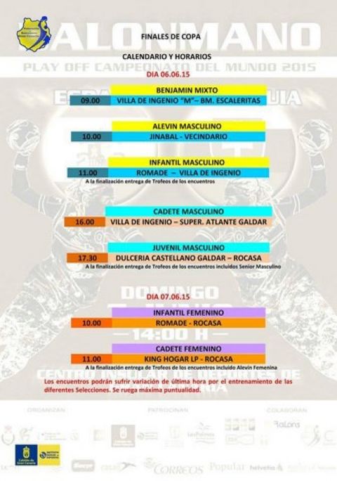 Los equipos cadete y juvenil del G&aacute;ldar disputan esta tarde las finales de la Copa