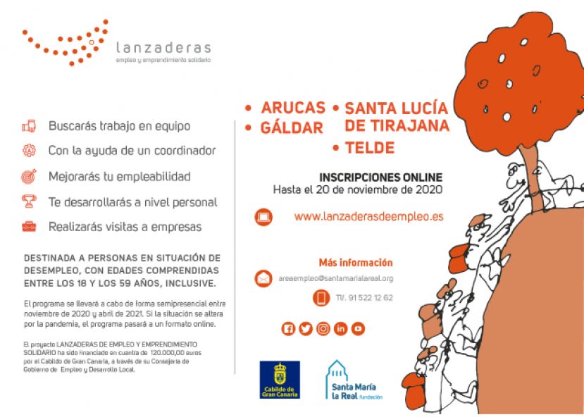 Gran Canaria pondr&aacute; en marcha en noviembre cuatro Lanzaderas de Empleo para facilitar la inserci&oacute;n de 80 personas en el mercado laboral