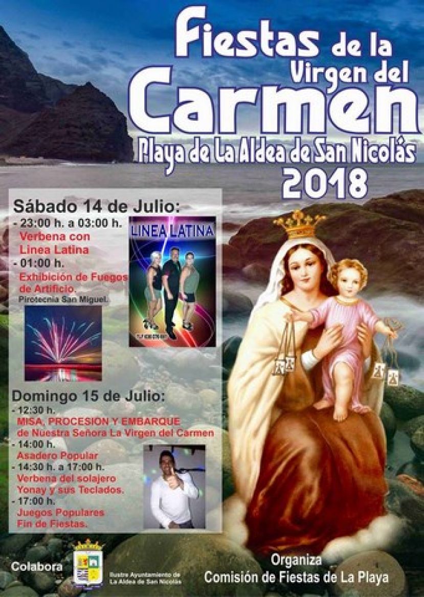 La Aldea: Cartel de las Fiestas en honor a la Virgen del Carmen en La Playa