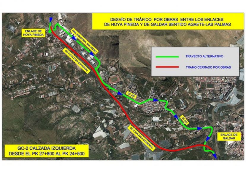 G&aacute;ldar: Informaci&oacute;n de cierre de la GC-2 en horario nocturno por reasfaltado