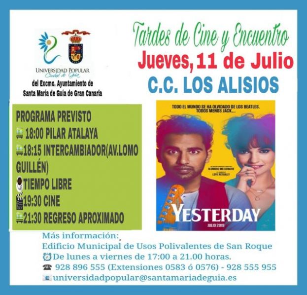 Gu&iacute;a: &lsquo;Yerterday&rsquo; es la pel&iacute;cula elegida para 'Tardes de Cine y Encuentro' por la UP