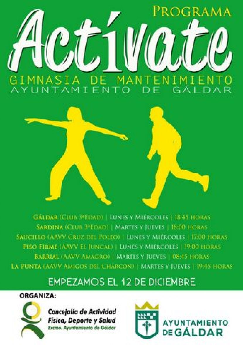 G&aacute;ldar: La Concejal&iacute;a de Deportes pone en marcha &ldquo;Act&iacute;vate&rdquo;