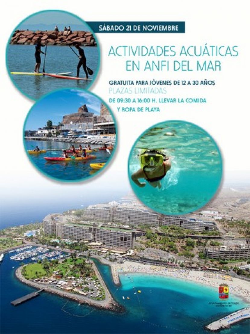 Teror: Jornada de actividades acu&aacute;ticas en Anfi del Mar el 21 de noviembre