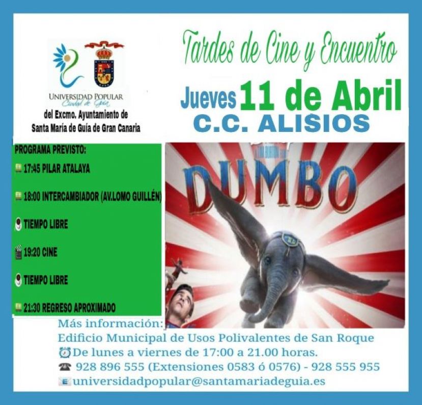 Gu&iacute;a:&lsquo;Dumbo&rsquo; es la pel&iacute;cula elegida para disfrutar de 'Tardes de Cine y Encuentro'