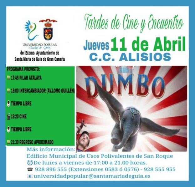 Gu&iacute;a:&lsquo;Dumbo&rsquo; es la pel&iacute;cula elegida para disfrutar de 'Tardes de Cine y Encuentro'