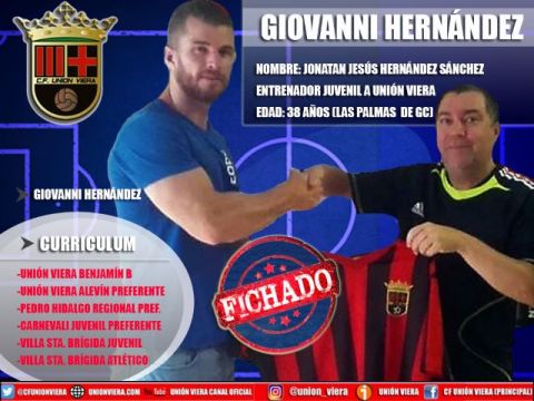 Giovanni Hern&aacute;ndez vuelve al Uni&oacute;n Viera como entrenador del Juvenil DH