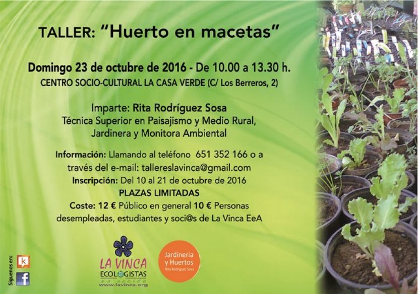 Firgas: El “Taller de Huerta en maceta” se celebrará el día 23 de octubre