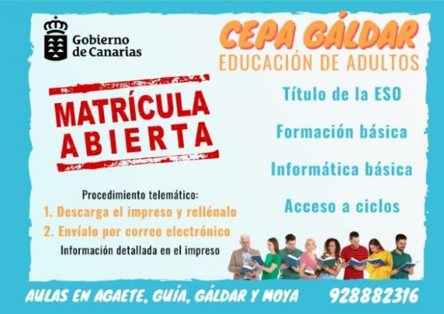 El CEPA G&aacute;ldar tiene la Matr&iacute;cula Abierta 2020 - 2021