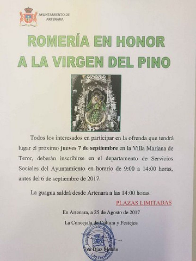 Artenara: Romería en Honor a la Virgen del Pino 2017