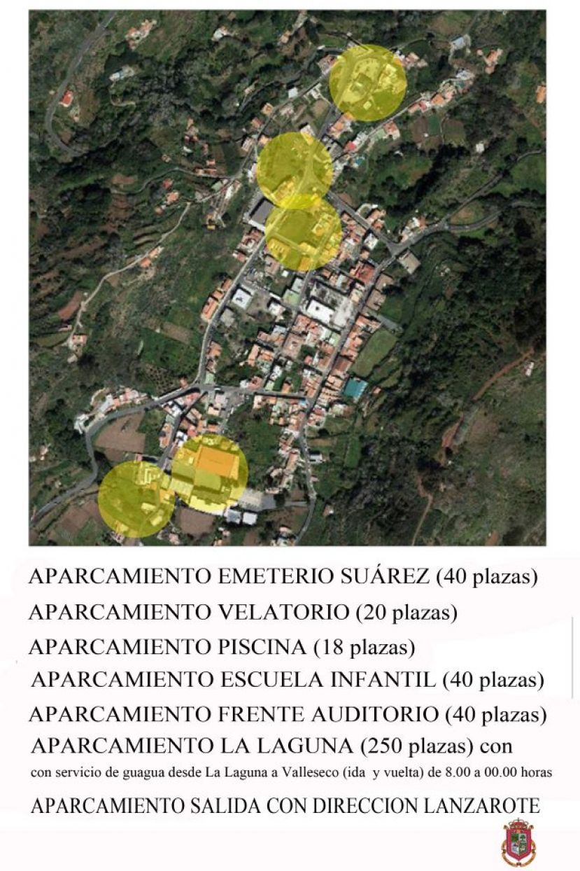 Zonas de aparcamientos y servicio de guaguas por la visita de la Virgen del Pino