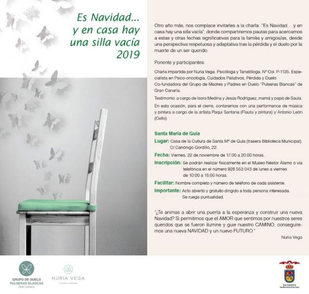 Gu&iacute;a: Charla del Grupo &lsquo;Pulseras Blancas&rsquo; &ldquo;Es Navidad...y en casa hay una silla vac&iacute;a&rdquo;