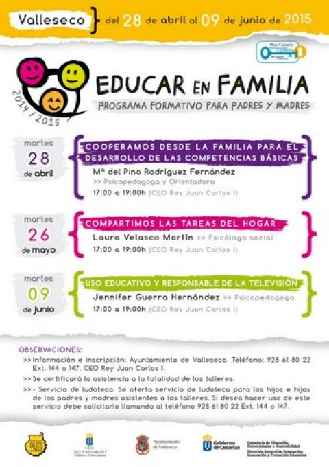 Valleseco: En marcha por s&eacute;ptimo a&ntilde;o consecutivo, &ldquo;Educar en familia&rdquo;