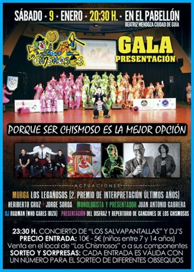 Gu&iacute;a: Gala Presentaci&oacute;n de la Murga Los Chismosos el s&aacute;bado 9 de enero 2015