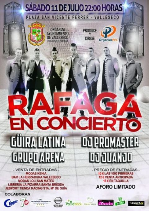 Valleseco acoge el pr&oacute;ximo lunes 11 de julio a &ldquo;R&aacute;faga en Concierto&rdquo;
