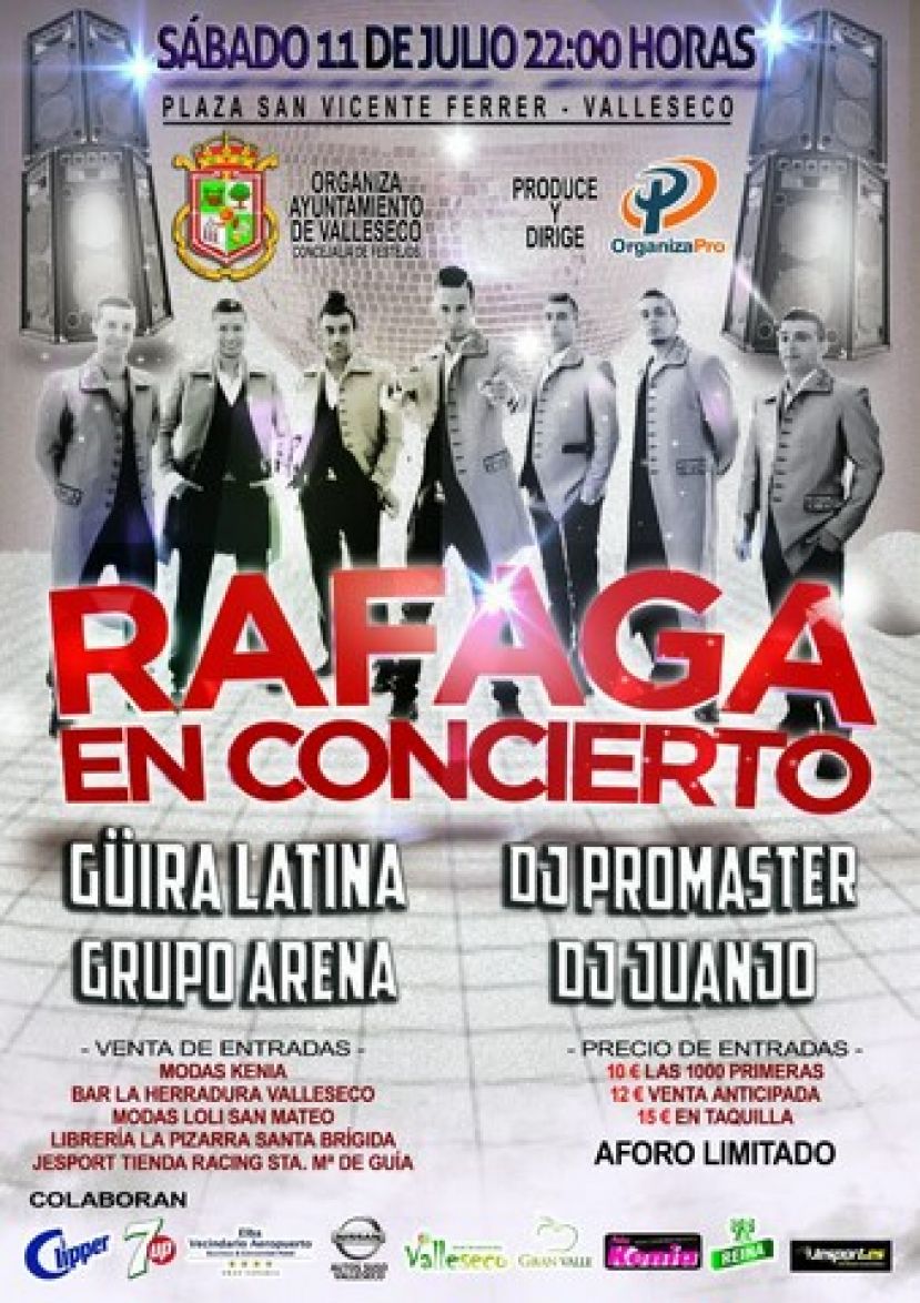 Valleseco acoge el próximo lunes 11 de julio a “Ráfaga en Concierto”