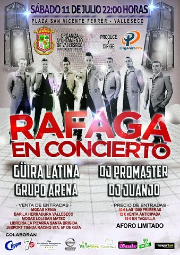 Valleseco acoge el próximo lunes 11 de julio a “Ráfaga en Concierto”