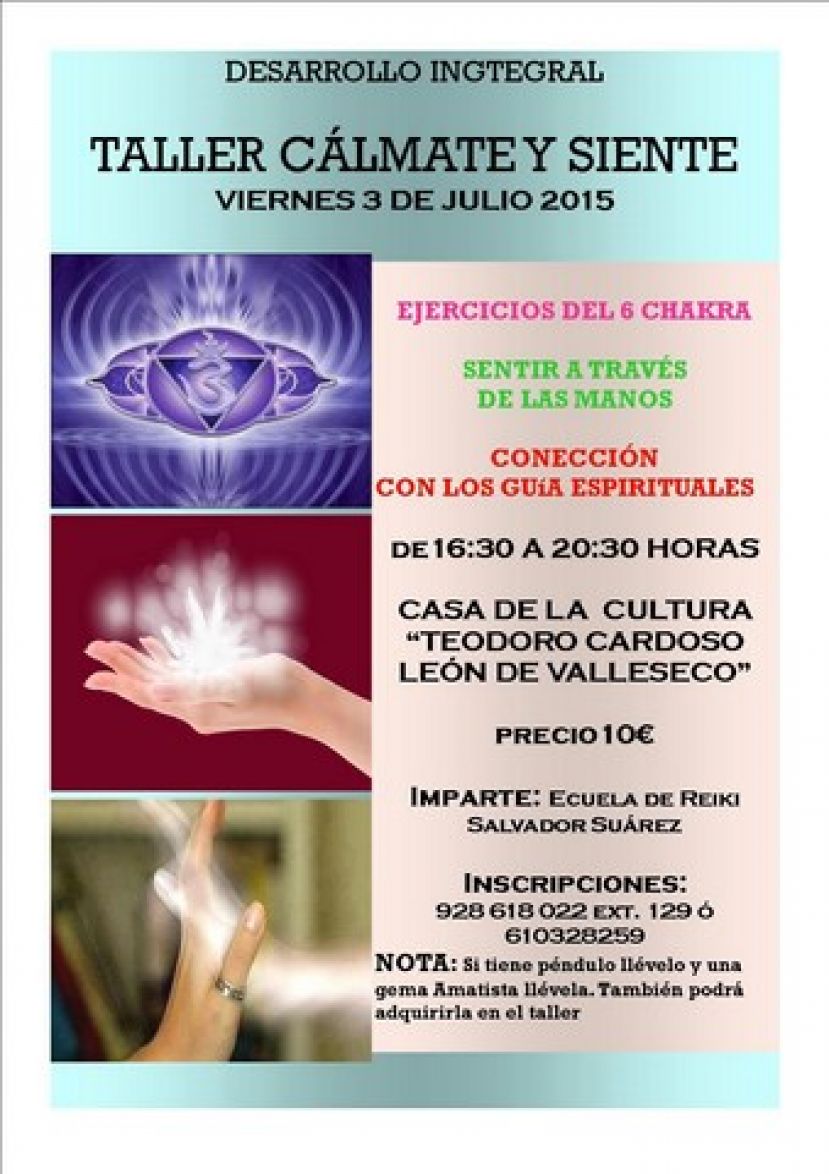 Valleseco: Taller de Sanación Reiki: Cura con energía a través de las manos