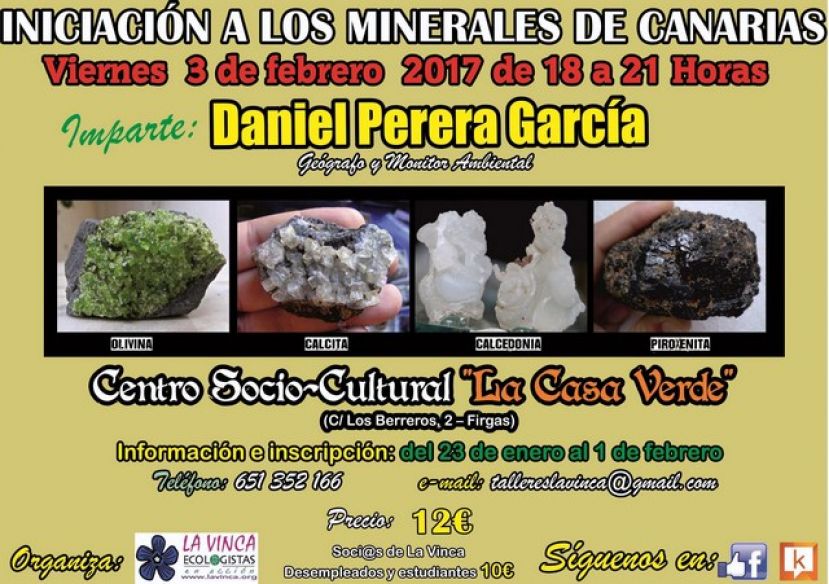 Firgas: Se abre las inscripciones del Taller "Iniciaci&oacute;n a los minerales de Canarias"