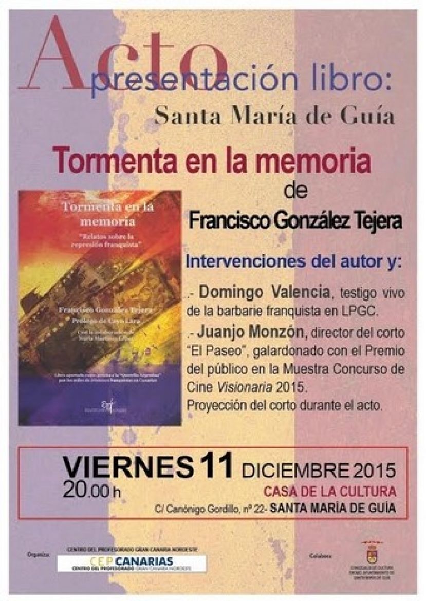 Guía acoge la presentación del libro Tormenta en la Memoria este viernes