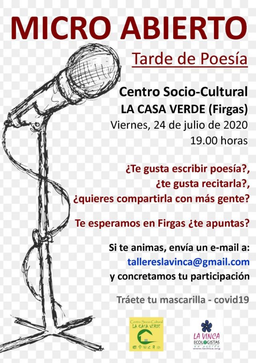 El viernes 24 de julio tendr&aacute; lugar un Micro Abierto de Poes&iacute;a en La Casa Verde Firgas