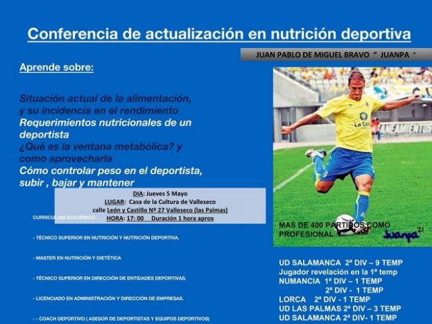Valleseco: Conferencia sobre Nutrici&oacute;n Deportiva y Pautas de Alimentaci&oacute;n