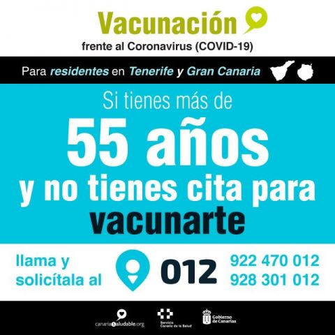 Los residentes en Gran Canaria y Tenerife de entre 50 y 59 a&ntilde;os podr&aacute;n acceder a su cita a trav&eacute;s del SCS