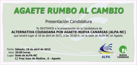 ALPA-NC  presenta este s&aacute;bado 18 su candidatura al Ayuntamiento de Agaete