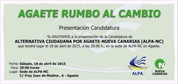 ALPA-NC  presenta este sábado 18 su candidatura al Ayuntamiento de Agaete