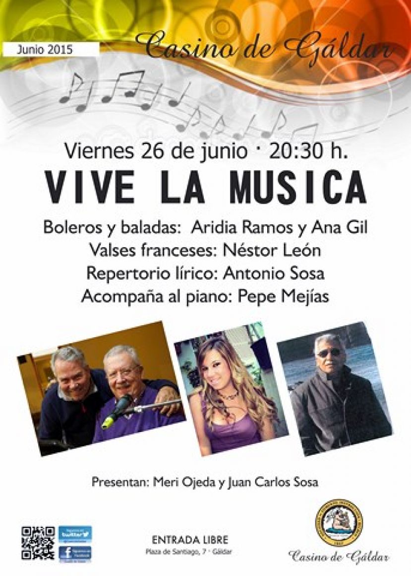 Vive la Música en el Casino de Gáldar el próximo viernes