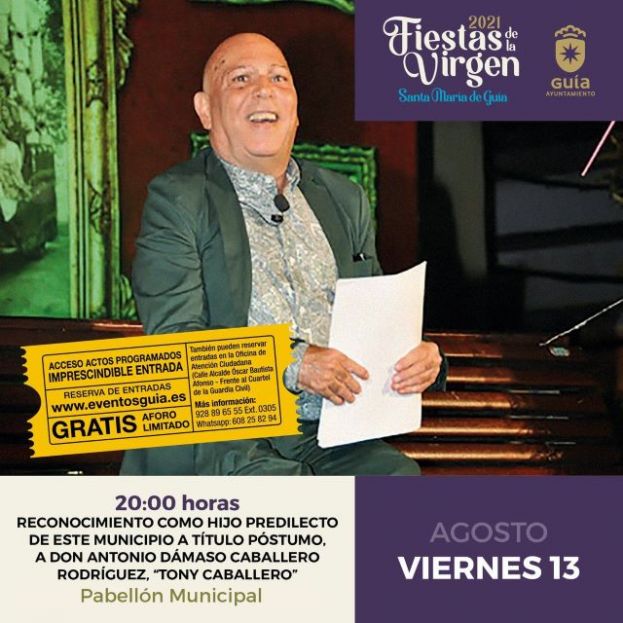 Homenaje y entrega, a t&iacute;tulo p&oacute;stumo, Hijo Predilecto de Gu&iacute;a a Tony Caballero