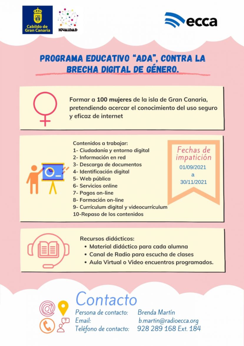 En marcha el Programa Educativo &ldquo;ADA&rdquo; para luchar contra la brecha digital de g&eacute;nero