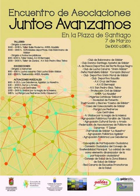 Gáldar: 28 entidades y colectivos participarán en el I Encuentro de Asociaciones “Juntos Avanzamos”