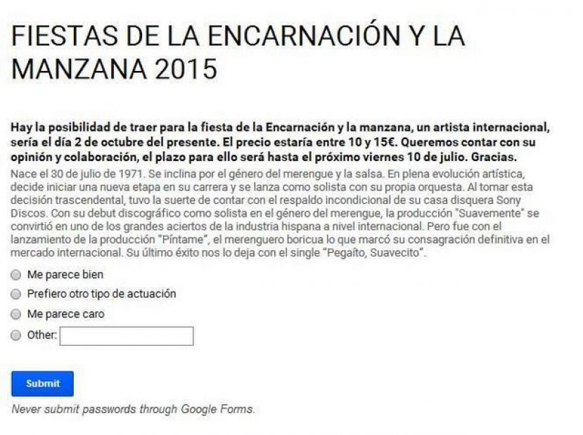 Valleseco: Encuesta telemática para las fiestas de la Encarnación y de la Manzana