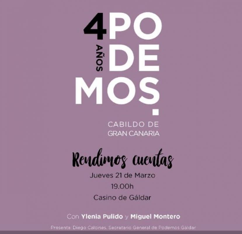 Hoy, los consejeros del Cabildo de Podemos rinden cuentas en Gáldar