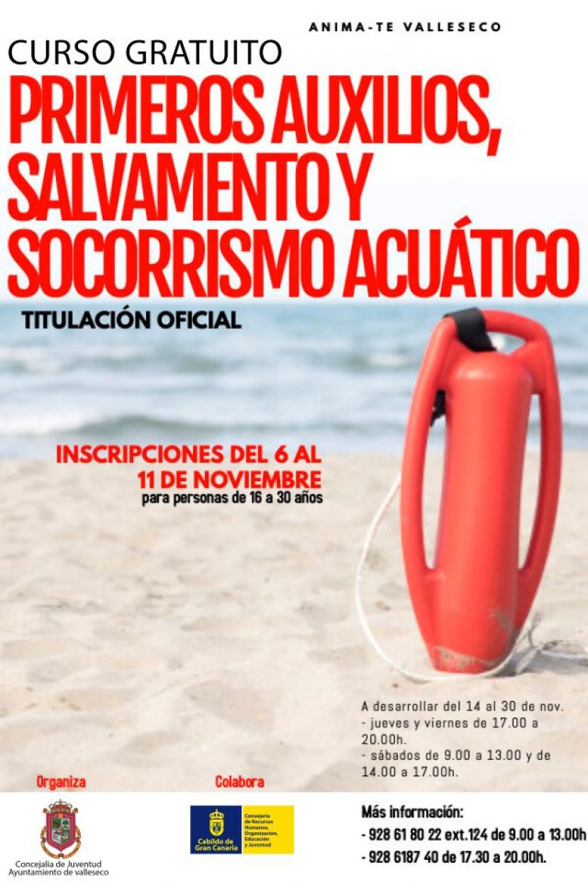 Valleseco: Curso de Primeros Auxilios, Salvamento y Socorrismo acu&aacute;tico