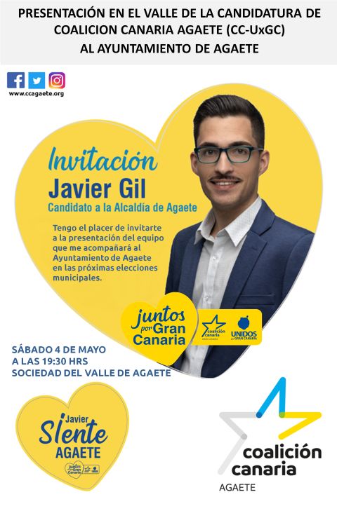 CC presenta en El Valle su candidatura en Agaete el sábado 4 de mayo