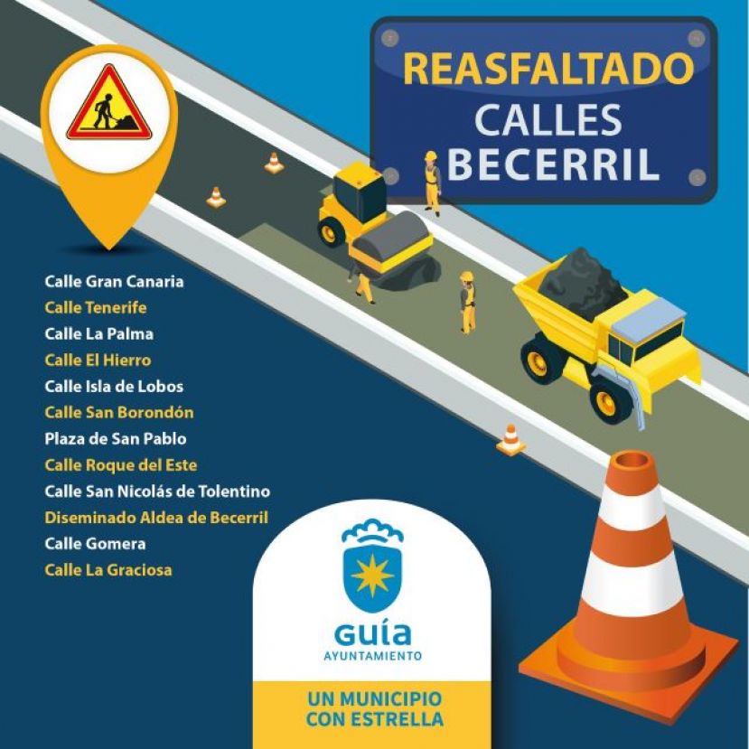 El Ayuntamiento de Gu&iacute;a inicia ma&ntilde;ana el reasfaltado de doce calles en Becerril