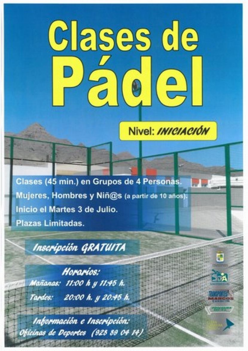 La Aldea: Deportes ofrece clases gratuitas de Pádel