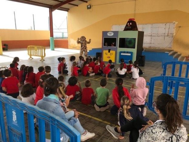 Los t&iacute;teres de Gran Canaria Recicla Linda, Botellina, Agente recicl&oacute;n y Tapetero, reanudan hoy su espect&aacute;culo en centros educativos