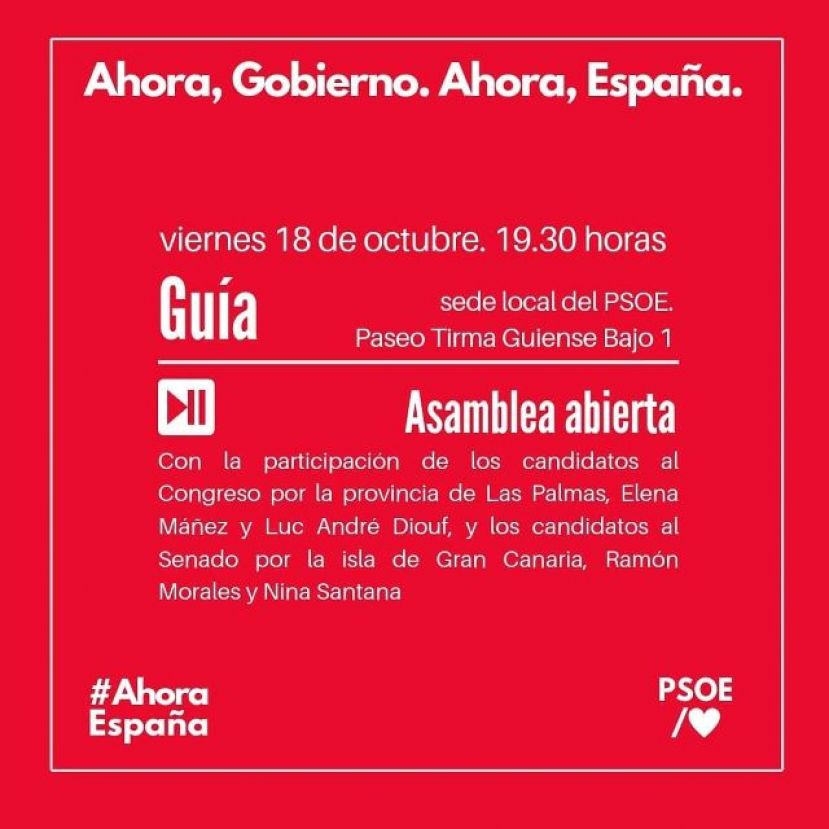 Guía: Asamblea abierta del PSOE con los candidatos al Congreso y al Senado