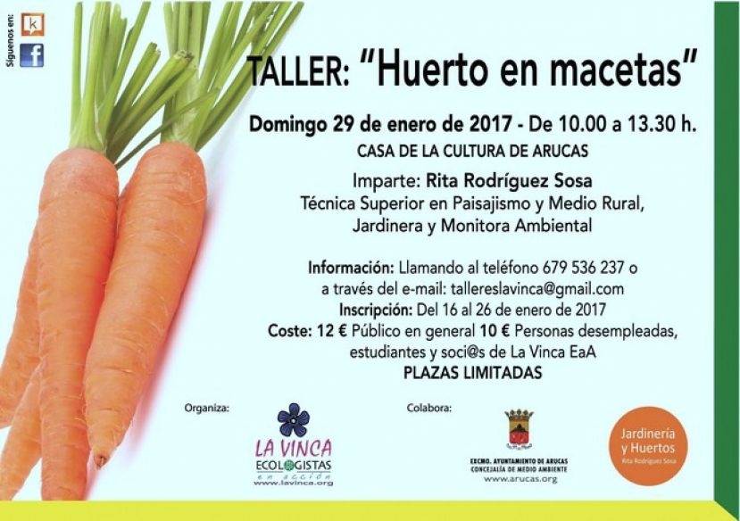 Arucas: Se abre el plazo de inscripci&oacute;n en el &ldquo;Taller de Huerto en macetas&rdquo;