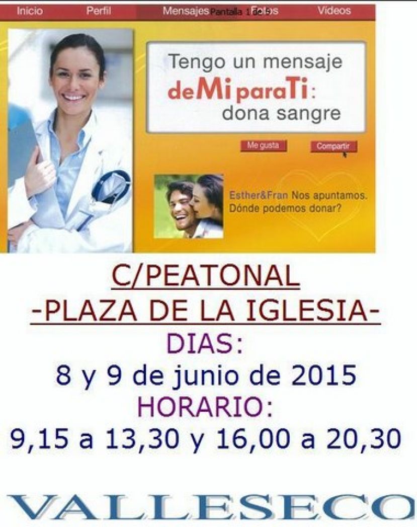 Valleseco: Campaña de donación de sangre los días 8 y 9 de junio,