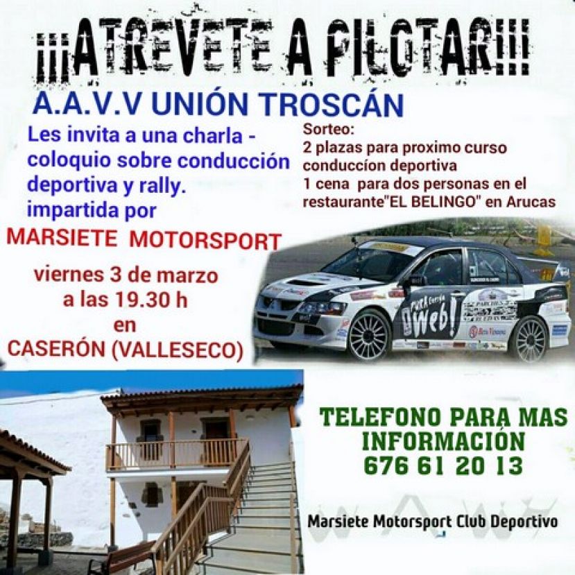 Valleseco acoge una charla sobre conducci&oacute;n deportiva