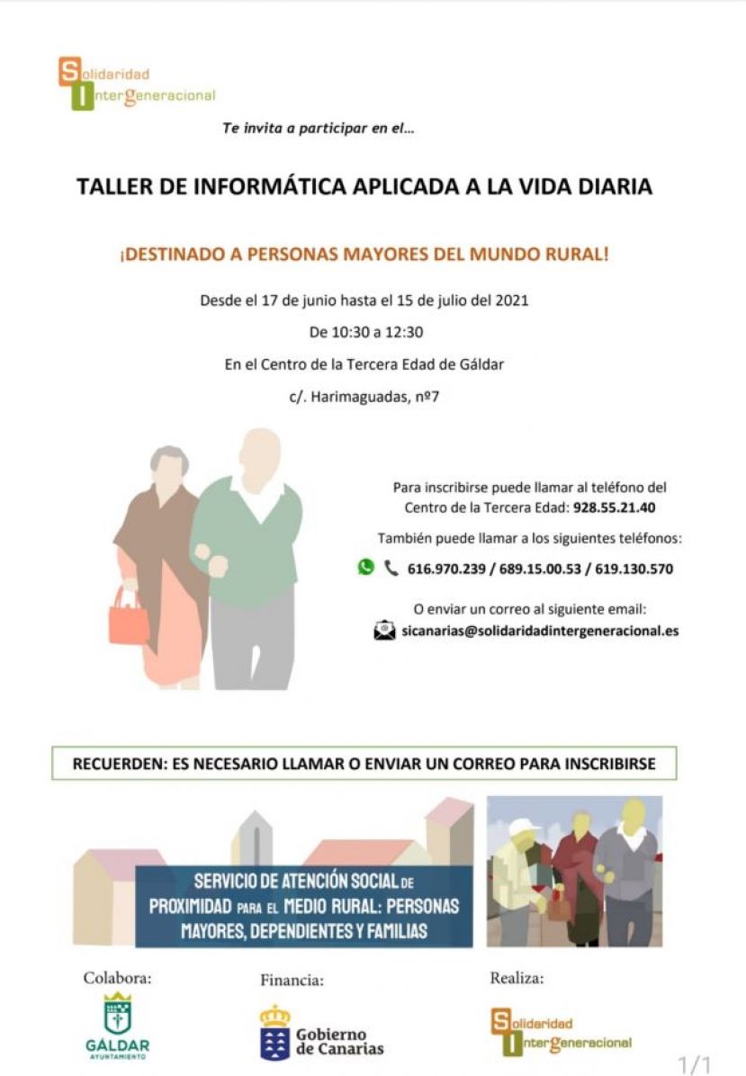 Talleres de inform&aacute;tica y gerontogimnasia para personas mayores en G&aacute;ldar